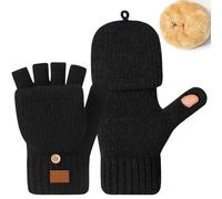 Generisch 2026 Nuevas llegadas de forro polar grueso de punto medio dedo para invierno, cálido en frío, mantiene el calor, medio largo, adecuado (negro, talla única)