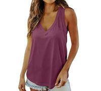 Generisch 2026 Nuevo cuello en V sin mangas chaleco sólido camiseta frontera comercio exterior ropa casual mujer, Color lila claro., XXL
