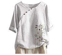 Generisch 2026 Nuevo Mangas Mujeres Corto Suelto Camisas Tops Plus Talla Blusa para Mujer, Blanco, M