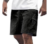 Generisch 2026 Nuevo Pantalones cortos europeos de protección solar de estilo deportivo, transpirables, de secado rápido, holgados, cómodos, pantalones cortos de moda con bolsillo, Negro , 3XL