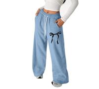 Generisch 2026 Pantalones de chándal para niñas con ajuste holgado, lazo en el bolsillo trasero, pierna recta, pantalones deportivos casuales para niños pequeños, adolescentes y adolescentes, cómodo