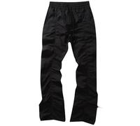 Generisch 2026 Pantalones de ocio plisados para hombre con diseño de pierna recta, con cordón, micro-pantalones sueltos para un look diario informal, Negro , 3XL