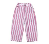 Generisch 2026 Pantalones de rayas minimalistas para niñas con elástico, Rosa intenso., 3-4 años