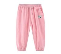 Generisch 2026 - Pantalones infantiles y de lino con cintura elástica, pantalones largos, hipoalergénicos, para niños y niñas activos, pantalones cortos de verano para niños y niñas, Rosa., 9-10 años