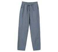 Generisch 2026 - Pantalones palazzo de algodón de talle alto para mujer, de talle alto, pantalones largos de pierna ancha, pantalones con bolsillo, pantalones cortos para mujer, azul, azul claro, M
