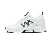 Generisch 2026 Par de Zapatos de Hombre con Elevación Casual Malla Zapatillas Deportivas Ligeras Transpirables con Cordones con Tacón Elevador Oculto para Hombres 10cm, Blanco, 42 EU