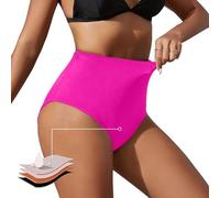 Generisch 2026 Parte inferior de bikini negra de cintura alta para mujer, traje de baño retro básico de cobertura completa, cintura media, pantalones de traje de baño pantalones cortos de baño 152
