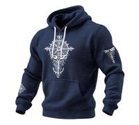 Generisch 2026 Patrón Gráfico Streetwear Sudadera con Capucha para Hombre como Sudadera Estampado Casual Suéter, marine, 4XL