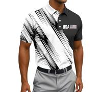 Generisch 2026 Polo casual para hombre de ajuste holgado primavera-verano estampado de bandera estadounidense para uso diario, Blanco, XL