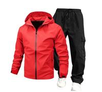 Generisch 2026 Primavera Estampado Chaqueta Abrigo Casual Hombres Con Color Sólido Hombres Chaqueta Deportes Al Aire Libre Conjunto, rojo, XXL