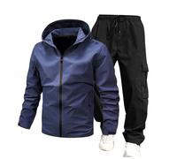 Generisch 2026 Primavera Estampado Chaqueta Abrigo Casual Hombres Con Color Sólido Hombres Chaqueta Deportes Al Aire Libre Conjunto, marine, XXL