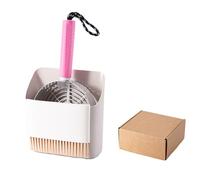 Generisch 2026 Recipiente para arena para gatos de acero inoxidable con soporte, soporte para excrementos de gato para cribado rápido, revestimiento antiadherente, colador fino grueso para todas las