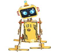 Generisch 2026 Robot de aprendizaje DIY controlado por voz, juego de construcción de rompecabezas mecánico con técnica de movimiento interactivo, juguete educativo de aprendizaje mecánico. (amarillo