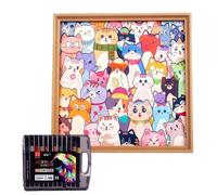 Generisch 2026 Rompecabezas para colorear de madera, rompecabezas para colorear DIY con gato, rompecabezas para colorear en 3D con forma de gato, para entusiastas del rompecabezas, 10 ml (B, talla