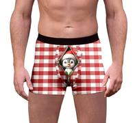 Generisch 2026 Ropa interior festiva para hombre con estampado de pingüino a cuadros novedad impresa para fiesta Navidad Ajuste cómodo