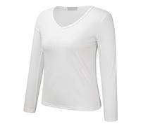 Generisch 2026 - Ropa interior térmica de manga larga para mujer, cuello redondo, forro polar, parte superior delgada, camisetas térmicas de manga larga, tops de invierno, Blanco, XXL