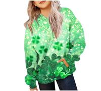 Generisch 2026 Saint Day - Sudadera con capucha con estampado de cuatro hojas, forro polar suave, sudadera casual para, verde, 5-6 años