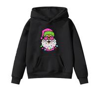 Generisch 2026 Santa Claus con gafas de sol en forma de corazón sudadera festiva sudadera festiva para tops cálidos de manga larga con estampado lindo, Negro , 4-5 años