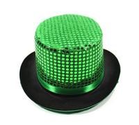 Generisch 2026-Sombrero Alto Sombrero de Jazz Británico Sombrero de Mago Sombrero de Lentejuelas de Rendimiento Sombrero de Lentejuelas de Seda de Lluvia Alto Sombrero de Bowler, verde, talla única
