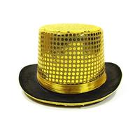 Generisch 2026-Sombrero Alto Sombrero de Jazz Británico Sombrero de Mago Sombrero de Lentejuelas de Rendimiento Sombrero de Lentejuelas de Seda de Lluvia Alto Sombrero de Bowler, dorado, Talla única