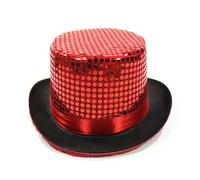 Generisch 2026-Sombrero Alto Sombrero de Jazz Británico Sombrero de Mago Sombrero de Lentejuelas de Rendimiento Sombrero de Lentejuelas de Seda de Lluvia Alto Sombrero de Bowler, rojo, Talla única