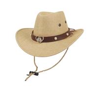 Generisch 2026 Sombrero de vaquero al aire libre para - Sombrero clásico de estilo occidental con cordón tejido cortavientos (C-beige, talla única)