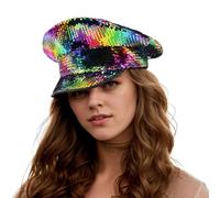 Generisch 2026 Sombreros de festival para adultos, accesorios de disfraz para CSD Carnaval y fiesta temática, sombreros azul marino, fiestas, cumpleaños, bodas, actuaciones, lentejuelas grandes