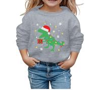 Generisch 2026 Sudadera Casual con Estampado de Letras Cuello Redondo Manga Larga para Suave -Invierno Top con Elasticidad para la Escuela Ocio, Gris claro., 9-10 años