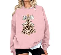 Generisch 2026 Sudadera casual para mujer con cuello redondo estampado de manga larga suéter de forro polar para actividades al aire libre relajadas y cotidianas, Rosa., XL