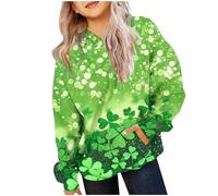 Generisch 2026 Sudadera con Capucha con Estampado St Day Jersey Diseño Fiesta Ocasiones Ropa Cálida Casual para Escuela Exterior, verde, 15-16 años