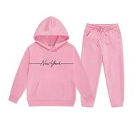 Generisch 2026 Sudadera con capucha de manga larga para niñera con estampado de letras y pantalones para uso diario, escuela, exterior, invierno, Rosa., 6-7 años