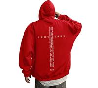 Generisch 2026 Sudadera con Capucha para Hombre Sudadera Gráfica Versos Sudadera con Capucha para Hombres Ropa Inspiradora Ropa Casual Perfecto para Creyentes, rojo, XL