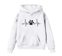 Generisch 2026 Sudadera de manga larga con cuello redondo estampado de oso para forro polar suave ideal para uso diario para chaqueta con capucha cálida con bonito diseño de animales, Blanco, 13-14