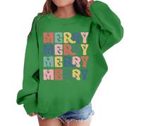 Generisch 2026 Sudadera de moda con estampado de letras, parte superior suelta informal para forro polar suave, ideal para la escuela, ocio, ropa cálida de manga larga, verde, 5-6 años