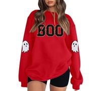 Generisch 2026 Sudadera de moda para mujer sin parte superior holgada para invierno, diseño elegante con estampado de letras, ajuste cómodo para el día a día, rojo, M
