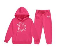 Generisch 2026 Sudadera elegante Pantalones con estampado de letras para un atuendo casual de dos piezas perfecto para el día a día Ropa de invierno con bolsillos cálidos para, Rosa intenso., 6-7 años