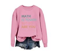 Generisch 2026 Sudadera para mujer con divertido texto matemático cuello redondo manga larga sin capucha gráfico suéter para mujer, Rosa., L
