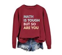 Generisch 2026 Sudadera para mujer con divertido texto matemático cuello redondo manga larga sin capucha gráfico suéter para mujer, rojo, S