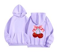 Generisch 2026 Sudaderas con Capucha Elegantes Sudaderas Diario Cómodo Acogedor Manga Larga Sudadera Con Bolsillo Invierno 2-13 Años, morado, 12-13 años