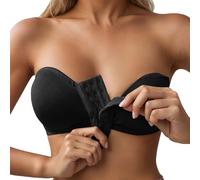 Generisch 2026 Sujetador de mujer cómodo y elegante con cierre frontal y varios ganchos para el día a día Top acolchado, Negro , XL