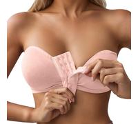 Generisch 2026 Sujetador de mujer cómodo y elegante con cierre frontal y varios ganchos para el día a día Top acolchado, Rosa., XL