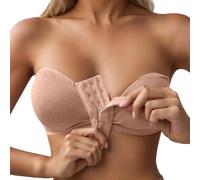 Generisch 2026 Sujetador de mujer cómodo y elegante con cierre frontal y varios ganchos para el día a día Top acolchado, beige, XL