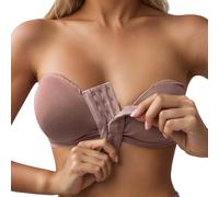 Generisch 2026 Sujetador de mujer cómodo y elegante con cierre frontal y varios ganchos para el día a día Top acolchado, marrón, XL