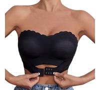 Generisch 2026 Sujetador invisible sin costuras transpirable con cierre frontal, almohadillas extraíbles y tiras deslizantes para mayor comodidad en la vida cotidiana Bustier &, Negro , M
