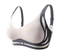 Generisch 2026 Sujetador para Mujer con Borde de Encaje y Hebilla Frontal Sin Movimiento Anillo de Acero Fruncido Sin Costuras Ajustado Yoga Dormir Sujetador Grande Levantamiento de Pecho, azul, XL
