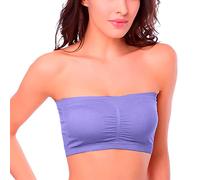 Generisch 2026 Sujetador sin Tirantes Mujer Talla Plus Top Acolchado Desmontable Sujetador Elástico Sin Tirantes Doble Bandeau Bralette Suave Ropa Interior Sujetador con aros, morado, L