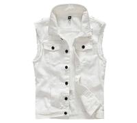 Generisch 2026 Tank Top Hombres Chaleco Vaquero Slim Coreano de Talla Grande Chaleco Casual Bordado Moda Comodidad, Blanco, M