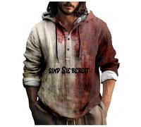 Generisch 2026 Tema Masculino Impreso Halloween Cuello Redondo Casual Patrón de Manchas de Sangre Talla Grande Estampado Camisa Color Sólido Sudadera con Capucha, dorado, S