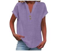 Generisch 2026 Top sin mangas de verano para mujer, corte holgado, plisado, cuello en V, sin mangas, dobladillo redondeado, fluido Mi pedido, morado, XL
