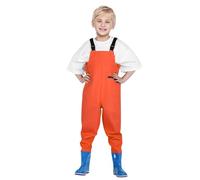 Generisch 2026 Traje de agua de arena para traje de juego, pantalones de inicio, zapatos de lluvia, pantalones impermeables de Catch The Sea con botas, naranja, 12-13 años